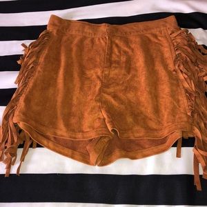 Caramel fringe shorts